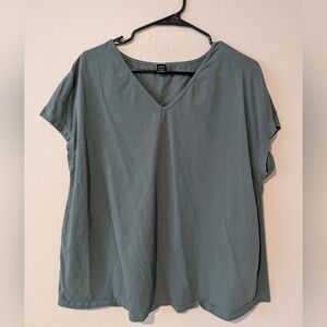 Casual Green V-Neck Women's Top